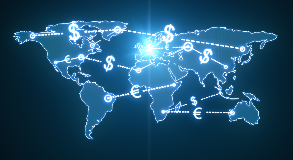 world map of money transfers